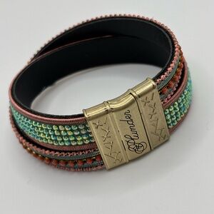 Plunder Pink and Blue Wrap Bracelet with Magnetic Closure